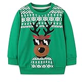 Little Hand Jungen Pullover Sweatshirt Kinder Warme Weihnachtspullover Weihnachtsmann Puli 2-7 Jahre (104, Rentier-Grün)