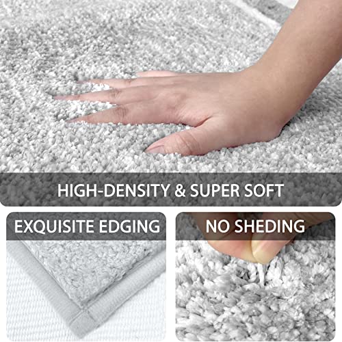 Earthall Gray Bathroom Rugs Sets 3 Piece, Absorbent Bath Mats For Bathroom Non Slip, Grey Bath Rugs For Bathroom Washable, Bathroom Mats Sets 3 Piece, Shower Rugs For Bathroom 17"X24"+20"X24"U+18"X48" #TOP3