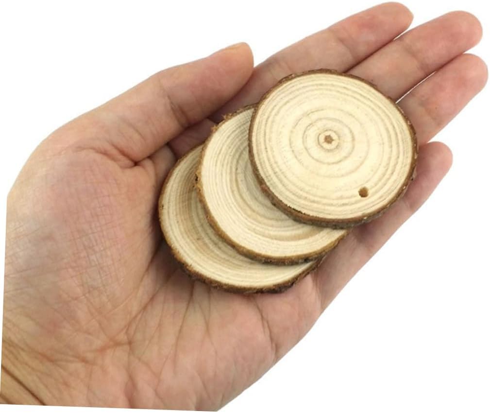Uonlytech 50pcs Boho Home Decor Wood Slices Twine for DIY Centerpieces Coasters Craft Projects