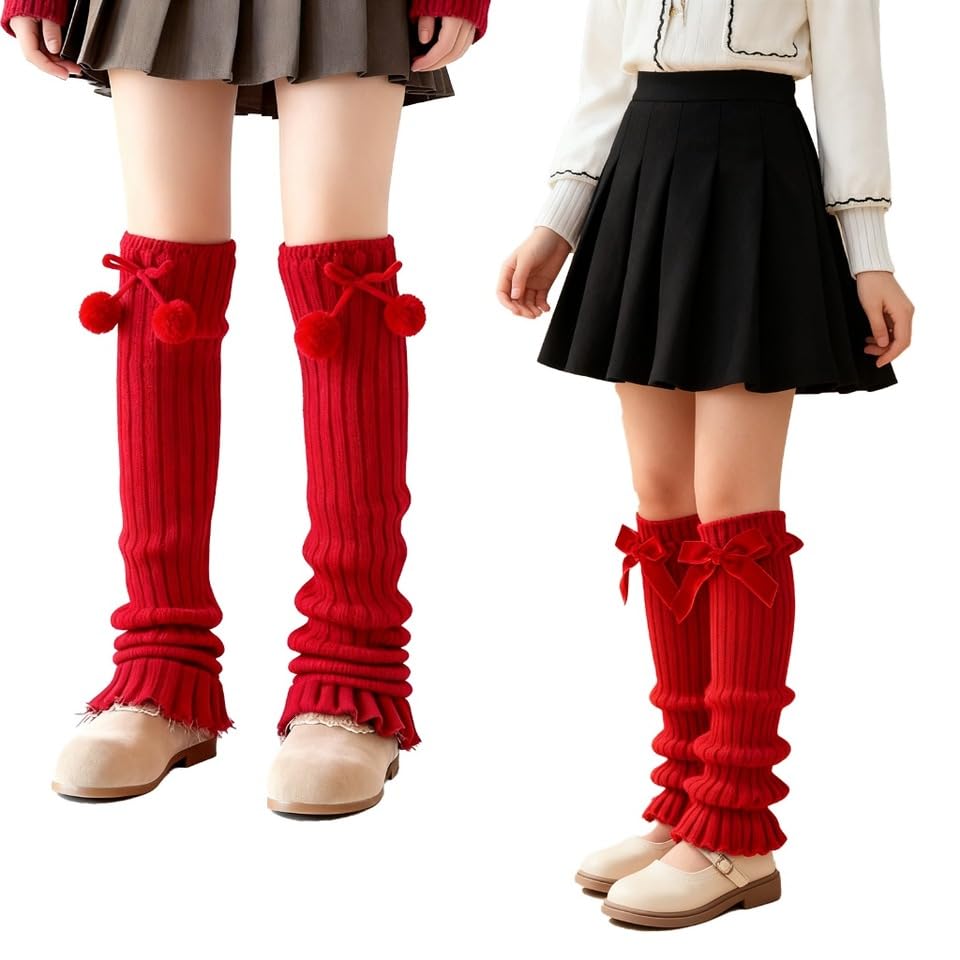 Image of 2 Pcs Leg Warmers Y2k, Leg Warmers, Y2k Accessories, Cute Kawaii Cream Legwarmers for Women Winter