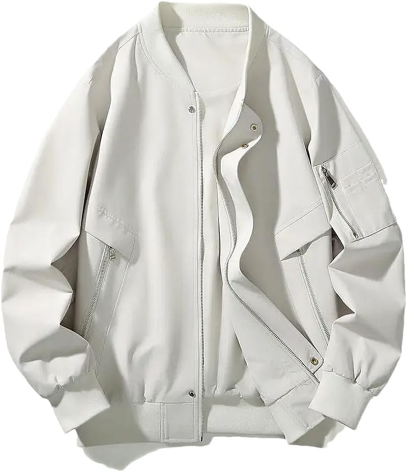 Men's Stand Collar Casual Zipper Jacket Outdoor Sports Coat Jacket For Men Loose Streetwear Outerwear Jackets