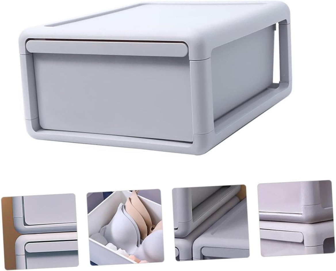 PRETYZOOM 1Pc Grey Style Underwear Storage Box Stackable Clothes Storage Container for Closet Organization Material for Cosmetics and More
