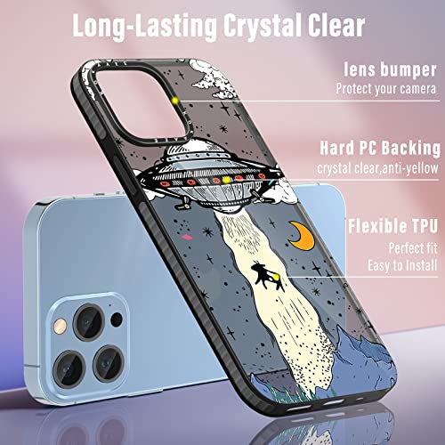 Kokaaee (2In1 For Iphone 14 Pro Case Cool Ufo For Women Girls Cute Funny Alien Phone Cases Alien Party Theme Universe Design Soft Tpu Bumper Fashion Cover+Ring Holder For Iphone 14Pro 6.1" #TOP3