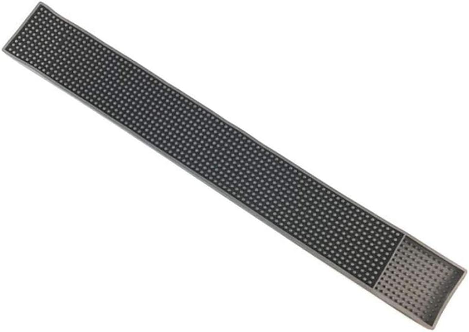 Non-slip Rubber Bar Mat Rectangle Bar Mat PVC Beer Bar Runner Glass Drip Tray Beer Drink Rail Bars Service Mat Waterproof Drinking Table Placemat Cup Mat Pad (Black,8 x 60cm)
