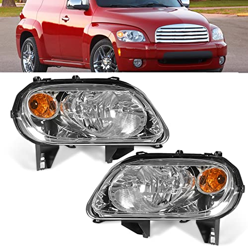 Boardroad Headlights Assembly Fit For 2006-2011 Chevy Hhr Replacement Chrome Housing Amber Reflector Driver And Passenger Side #TOP4
