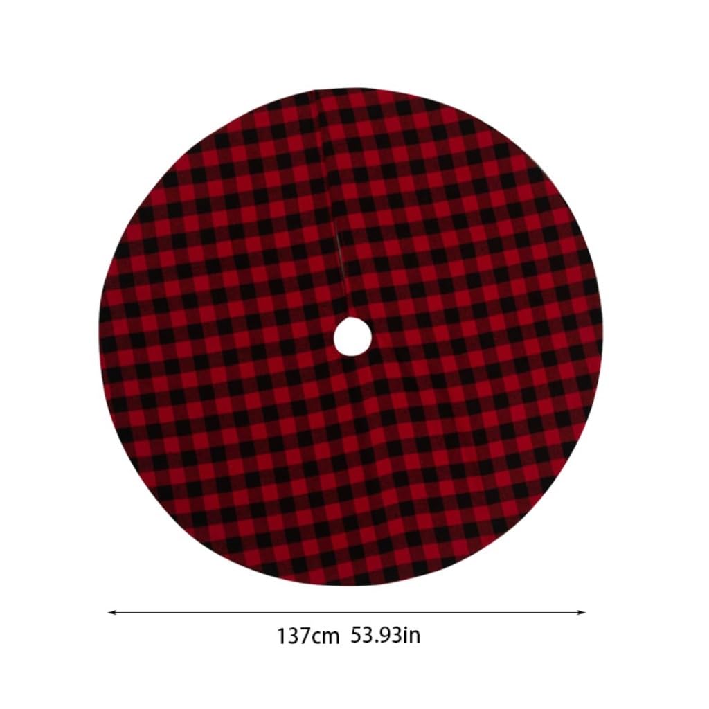 Spódnica pod choinkę Świąteczna czerwono-czarna spódnica w kratę Choinka Spódnica dekoracyjna Ozdoby choinkowe okrągła spódnica pod choinkę (Color : Black red, Size : 137cm)