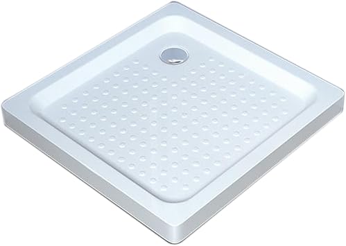 Square Shower Pan Bathroom Drainage RV Shower Pan with Drain and Acrylic Shower Tray - Modern Design, Non-Slip White Shower Base with Drain Port Shower Box Gasket 90*90*14