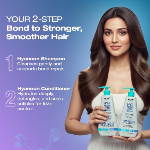 Image of WOW Skin Science HyaNeon Bond Repair Hyaluronic Conditioner for Dry & Damaged Hair|Moisturizing, Sulphate-Free Formula + Peptides & TeraBond Technology | 72H Intense Hydration, Shine & Strength | 200 ml