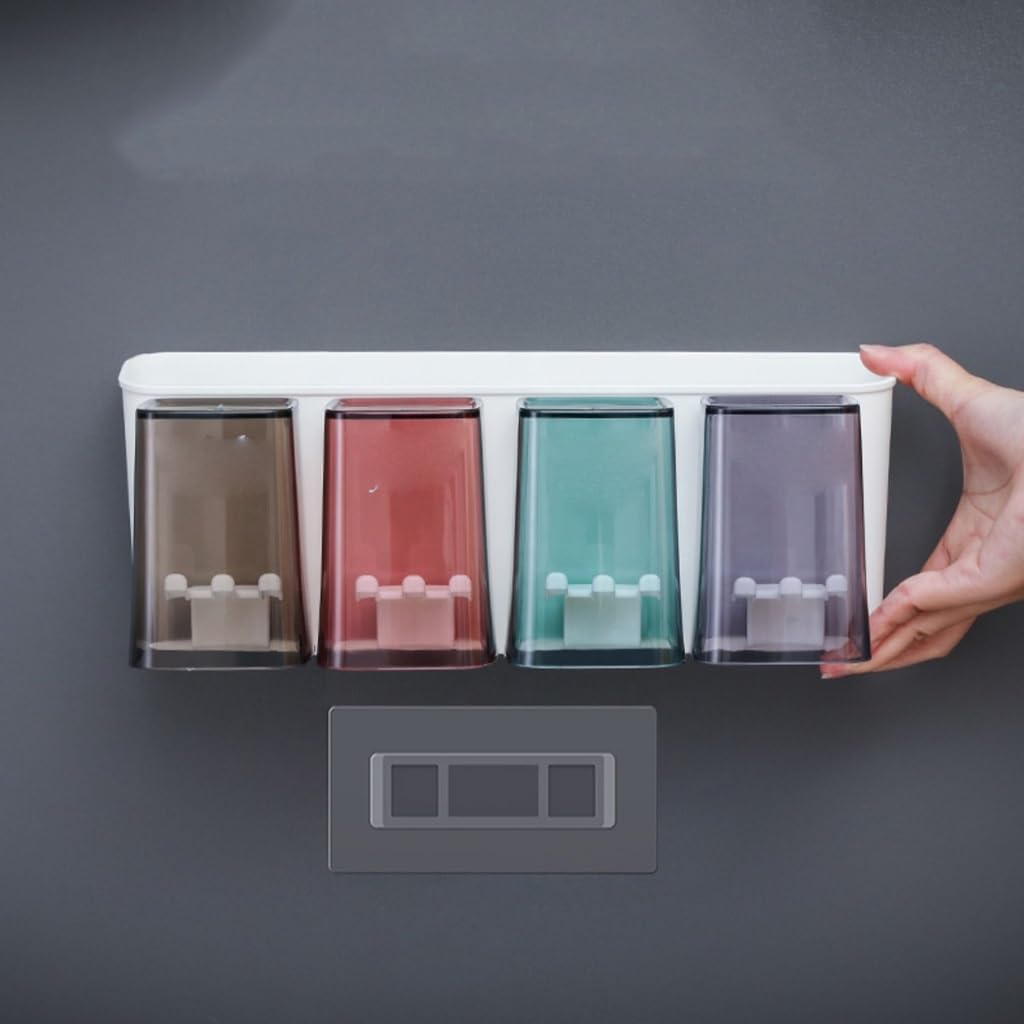 Estante para Cepillos de Dientes Portaspazzolino da Bagno Set da Parete a Ventosa Portabicchiere Creativo Senza punzonatura Porta collutorio Porta spazzolino Portaoggetti