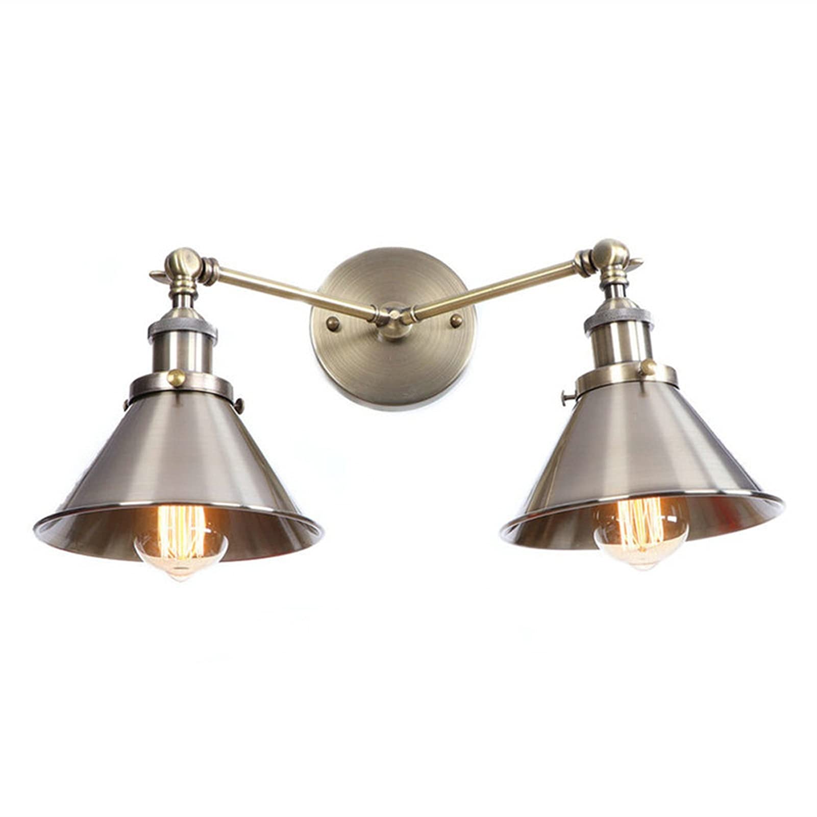 ZTCHSENZT Wall Sconces, Retro Loft Adjustable Wrought Iron Wall Light Industrial V-intage Adjust Bedside Wall Lamp E27 Double Iron Wall Sconce Fixture Home Indoor Lighting Bedside,Copper