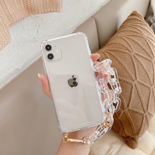 Coque transparente avec chaîne pour iPhone 11 XR XS X 7 8 Plus SE