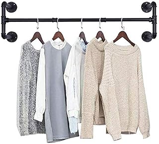 iropro 105cm Industrial Pipe Clothing Rack, Wall mounted Clothes Rail Hanging Display Metal Garment, Rustic Detachable Wall racks, Four Base Heavy Duty Clothes Rail