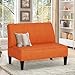 Changjie Furniture Small Loveseat Sofa Upholstered Mini Couch for Small Spaces 2-Seater Sofa Couch with Wooden Legs for Bedroom Living Room (Orange)