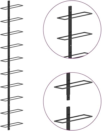 Miniatura 4 de BIGBARLEY Estante de vino para encimera, para cocina, bar, despensa, bodega, sótano, estante de vino montado en la pared para 10 botellas, metal
