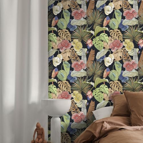 Papel pintado flores autoadhesivo impermeable para paredes dañadas 5