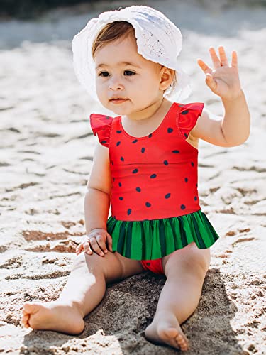 Image of Vieille Toddler Little Girls One Piece Swimsuits Ruffles Bathing Suits Mermaid Dinosaur Swimwear 2-7T