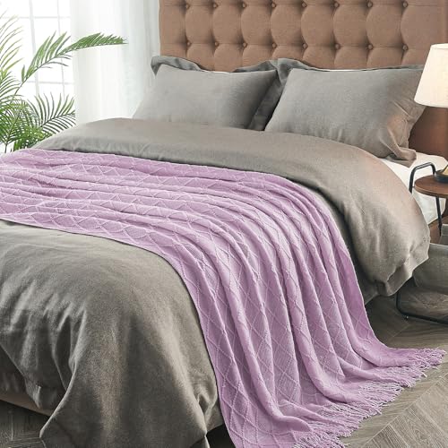 inhand Knitted Throw Blanket for Couch and Bed, Soft Living Room Home Decor Knitted Blanket with Tassel, Outdoor Lightweight Breathable Summer Blanket, Farmhouse Warm Woven Decorative, 50"x60"
