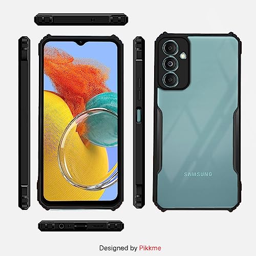 Image of Pikkme Samsung Galaxy M14 5G Back Cover | Crystal Clear Transparent Back | Ultra Hyrbid | Full Camera Protection | Raised Edge | Bumper Back Case (Thermoplastic Polyurethane, Black)