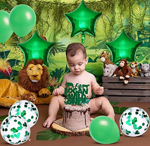 Image of Party Propz Green Balloons For Birthday Decoration - Set of 10 Pcs Green Balloon for Decoration | Star Foil Balloons | Confetii Balloons | Greeen Balloon Decoration Kit (Latex, Foil)