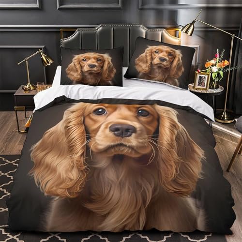 Linge de lit durable imprimé 3D Cocker Spaniel en microfibre douce 220x240 - 4