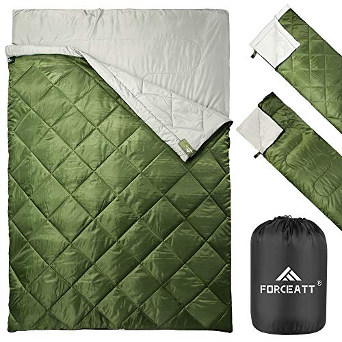 Forceatt Saco De Dormir Doble, Saco De Dormir Súper Grande, Fácil De Transportar, Resistente Al Agua y A Las Roturas, Muy Adecuado para Acampar, Senderismo, Actividades Al Aire Libre, Mochileros
