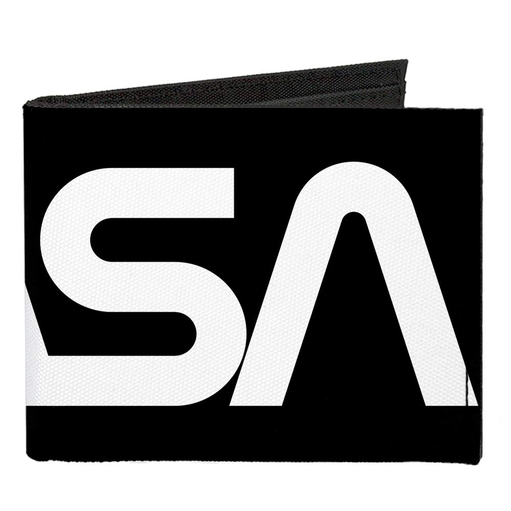 Wallet Bifold Canvas NASA Text Black White
