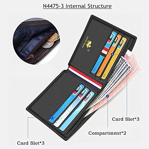 Exquisite Premium Wallets Cow Leather Small Men Portable Bifold Credit Card Holder Billfold Fashion Large Capacity Blocking Purse Wallets(Black)4