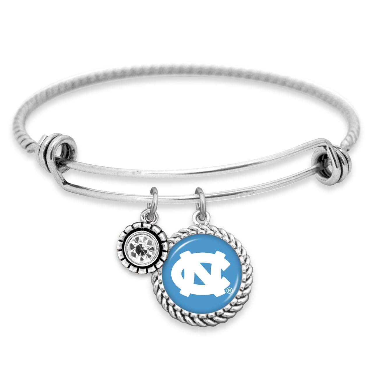 From the Heart North Carolina Tar Heels Olivia Bracelet Silver Twisted Wire Jewelry Gift UNC