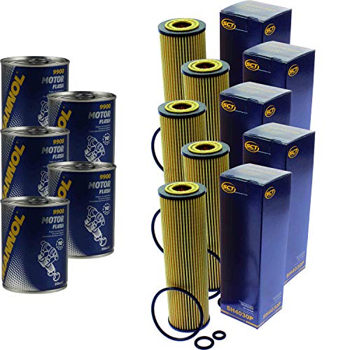 SCT Lot de 5 filtres à huile SH 4030 P + 5 x rinçage moteur SCT