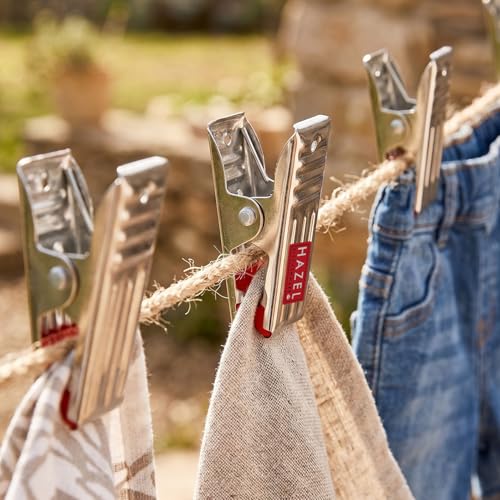 Image of HAZEL Stainless Steel Clips for Clothes Drying | Cloth Clips for Drying Cloth (A Shape Clips, Set of 12)