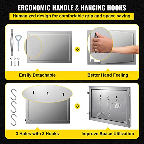 Mophorn Bbq Access Door 20W X 14H Inch, Horizontal Single Bbq Door Stainless Steel, Outdoor Kitchen Doors For Bbq Island, Grilling Station, Outside Cabinet #TOP3