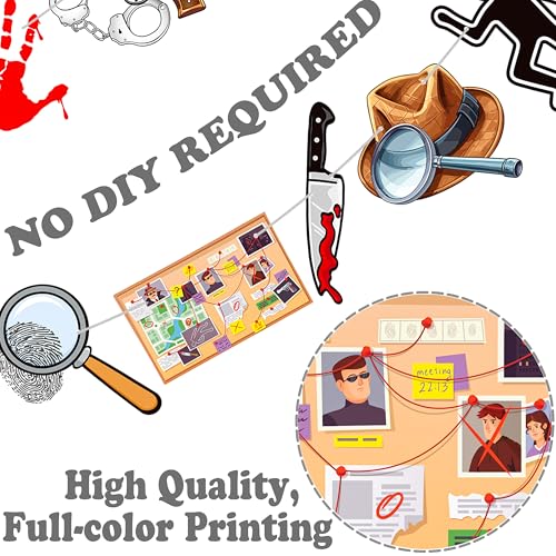 Image of 2pcs Detective Party Banners Detective Birthday Party Decorations Detective Theme Banners for Top Secret Spy Mystery Theme Party Baby Shower Supplies