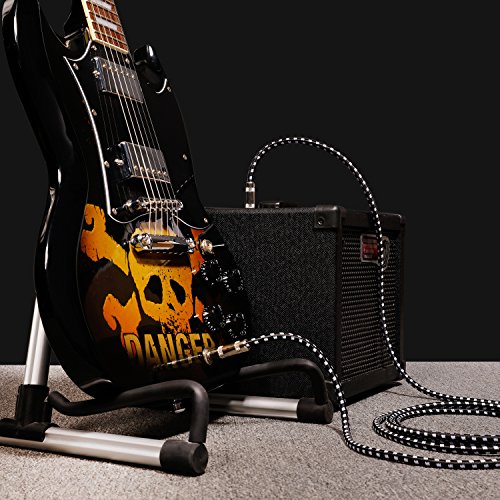 Image of Donner Guitar Cable 20 ft Premium Electric Instrument Bass Cable AMP Cord 1 /4 Straight Black White