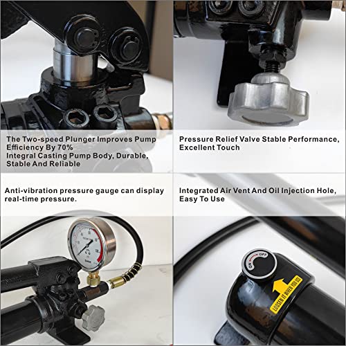 Image of AMZCNC 10000 Psi Hydraulic Hand Pump with Pressure Gauge 2 Speed Power Pack Hydraulic Lifting Pump. (CP-700-2)