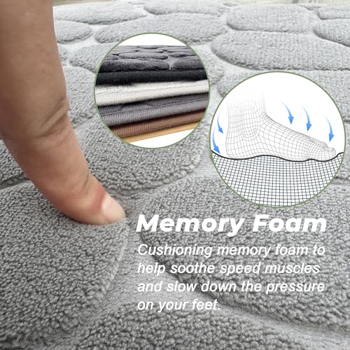 Tapis de bain super absorbant antidérapant en velours gris - 4