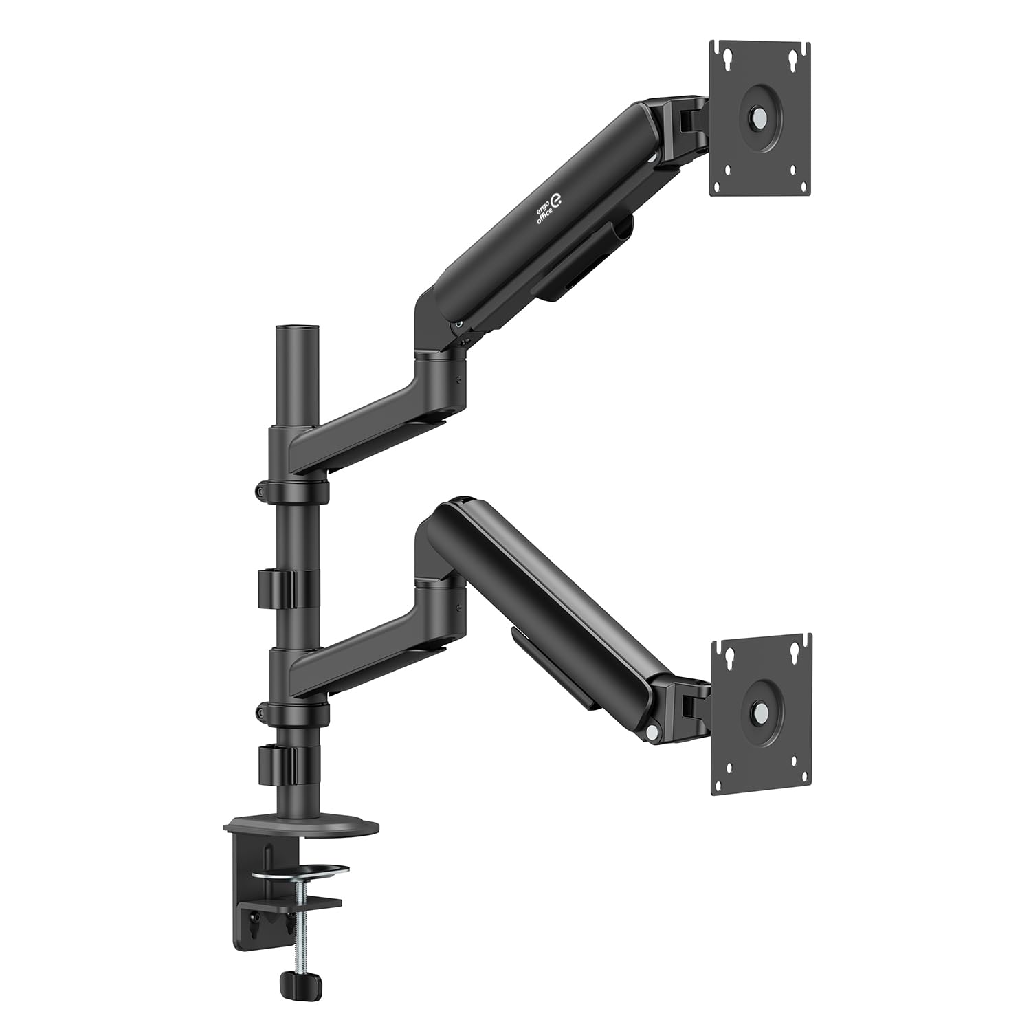 Supporto per 2 monitor Ergo Office (17-32 pollici), doppia molla a gas, VESA 75 x 75, 100 x 100, 2 x 10 kg, regolazione in altezza, rotazione, inclinazione, montaggio sul piano del tavolo (nero)