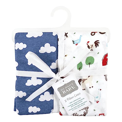 Image of Hudson Baby Unisex Baby and Toddler Cotton Toddler Pillow Case, Boy Farm Animals, One Size