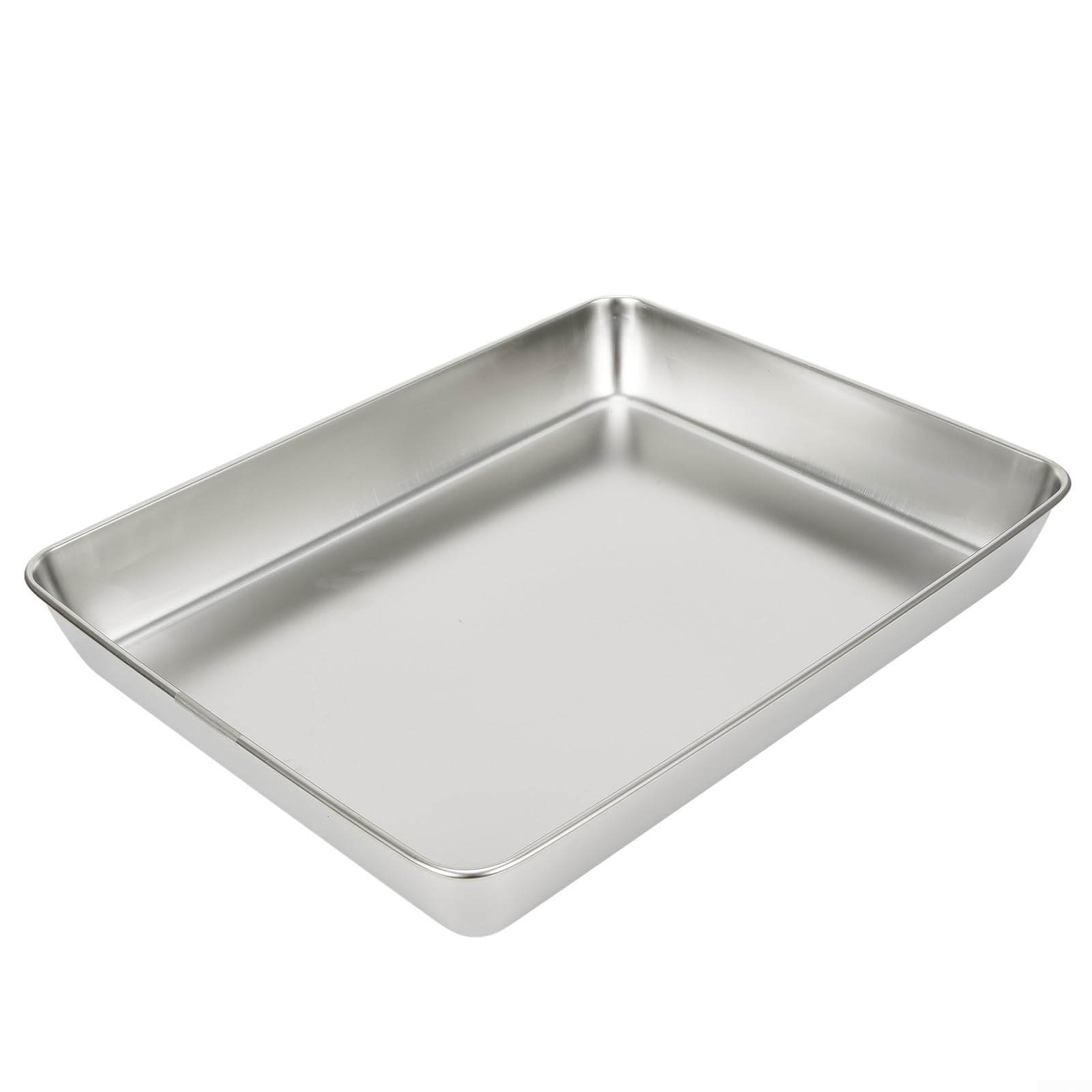 Vassoio rettangolare in acciaio inox resistente per la preparazione e il servizio dei pasti, adatto a qualsiasi ambiente (40 x 35 x 5,5)