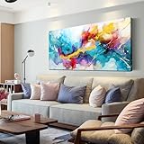 LAOTOART Abstract Canvas Wall-Art for Living Room - Colorful Wall Art Bedroom Office Artwork Wall Decor Ready to Hang Size 24' x 48'