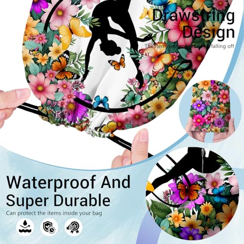 Image of Gym Silhouette Art Grip Bag for Gymnasts Outdoor Sports Small Gymnastic Drawstring Bag