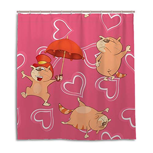 Rideau de douche imperméable avec motif chats en tissu polyester résistant