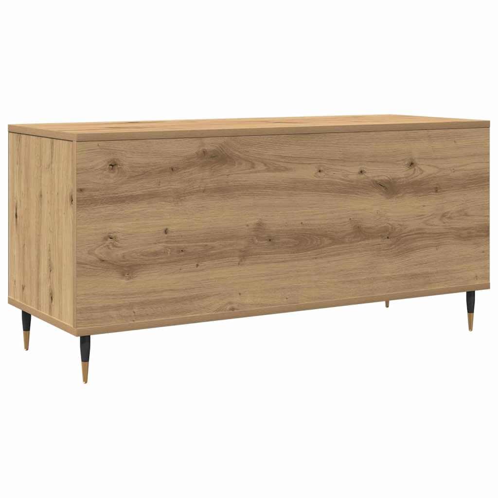 Armadio per dischi in vinile, con 6 scomparti, scaffale per dischi in vinile, in legno, per soggiorno, rovere Artisan, 100 x 38 x 48 cm