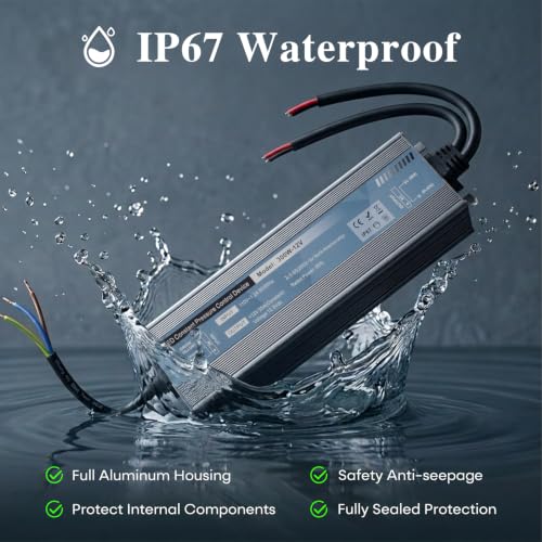 Image of QNNP LED Driver 300 Watts 12V DC Low Voltage Transformer Waterproof IP67 Power Supply Transformer Adapter AC 110V-265V to 12V DC, LED Power Supply for Indoor Outdoor Lighting