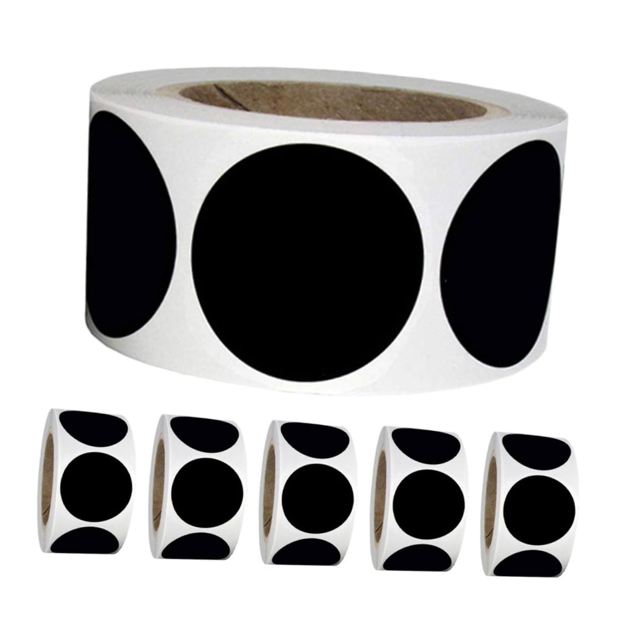 Gatuida 6rotoli Etichette Adesive Rotonde Nere Etichette per Contenitori e Dispensa Adesivi Circolari Scrivibili Codifica Colori Organizzazione per Ufficio e Aula Pvc e Resistente all Usur