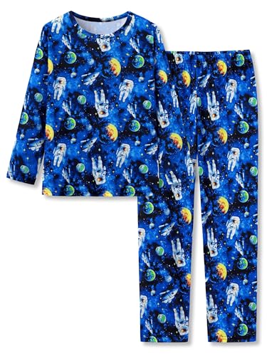 Image of Tebbis Boys Comfy Trendy Print Long Sleeve & Pants Pajama Set Sizes 6-18 | Lightweight Breathable Fabric, 2-Piece PJs, Trendy Printed Jammies for Little & Big Boys, Ideal for Lounging and Sleeping