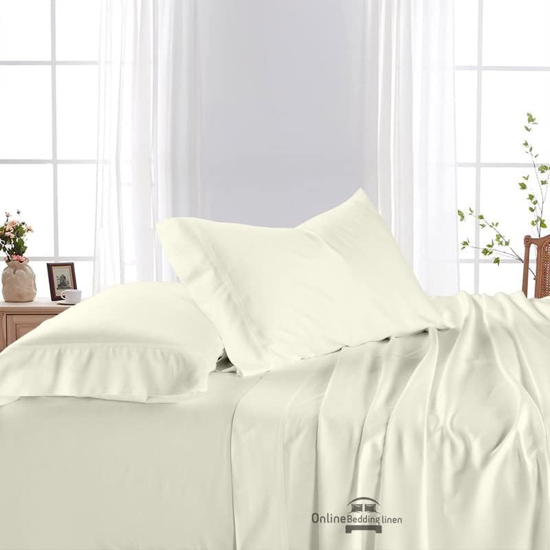 Miniatura 4 de Juego de sábanas California Queen  4 piezas, algodón egipcio de 800 hilos, sábanas de algodón de 60 x 84 pulgadas, sábanas de algodón de calidad de