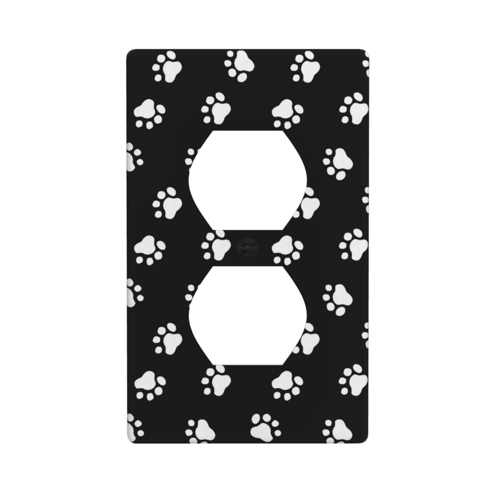 Dog Paw Prints Electrical Outlet Cover Decorative 1-Gang Duplex Receptacle Wall Plate Art Faceplate for Bathroom Living Room Bedroom Decorate 4.50" x
