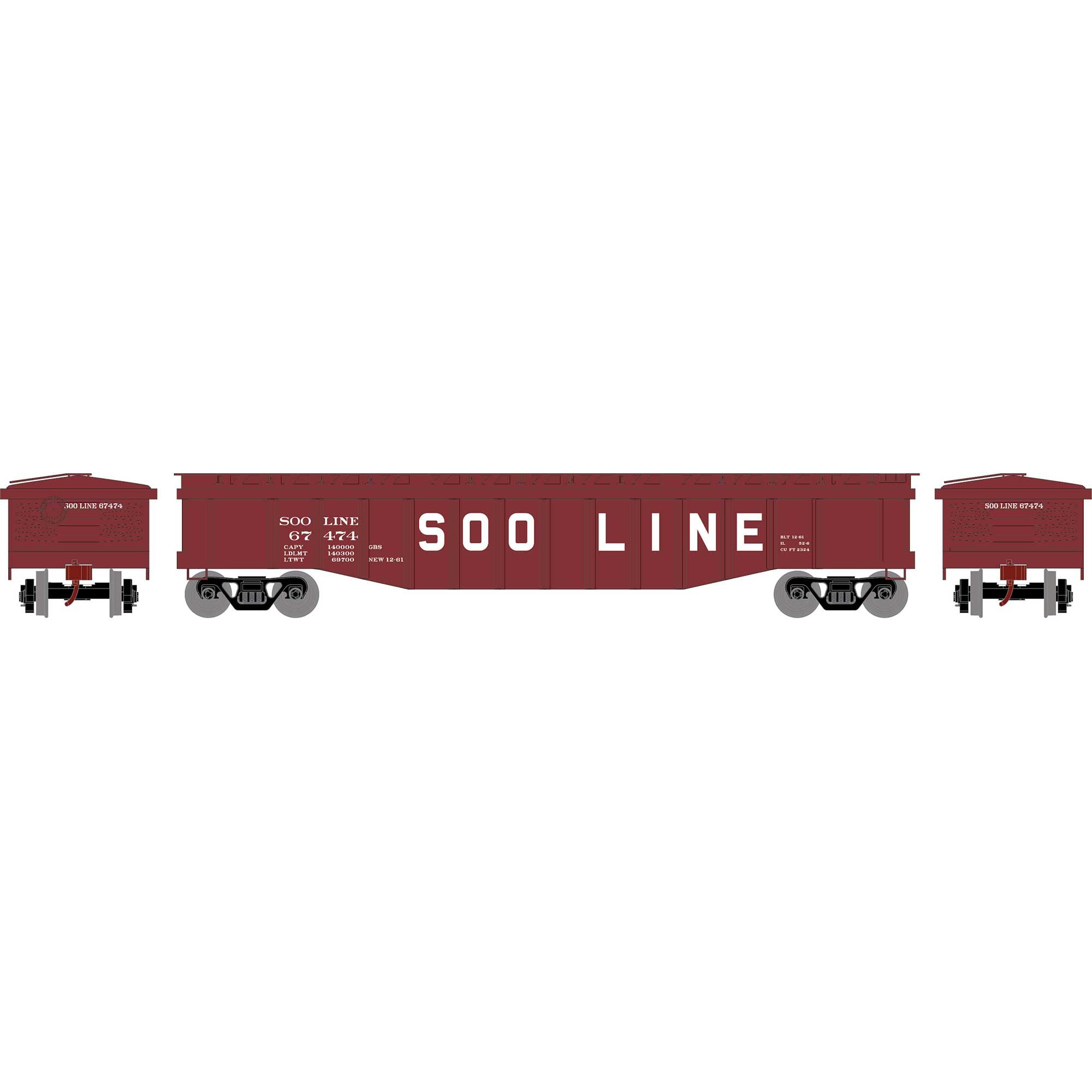 Roundhouse RND-82114 HO 50' Covered Gondola, SOO #67474