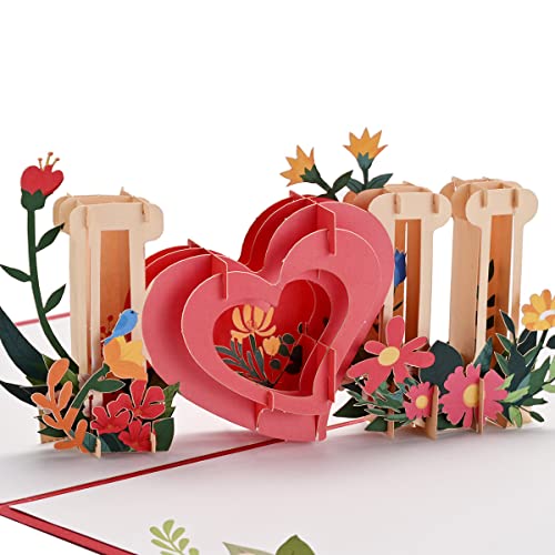 I LOVE YOU Pop Up Card, sunohyesla 3D Greeting Card for Valentine...
