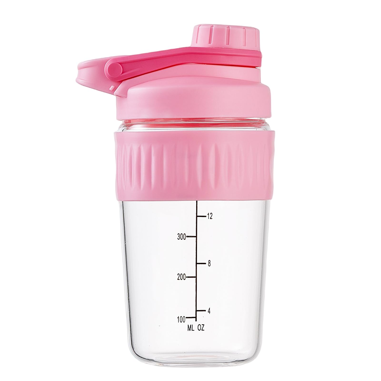 16oz Small Glass Shaker Bottle, Borosilicate Glass Protein Powder Gym Workout Small Shaker Cup Mixes for Protein Mixes with Blending Ball (C-PINK, 1)